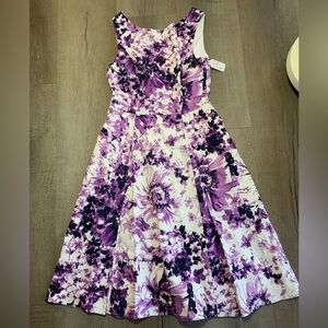 Floral Purple and White Dress by Adrianna Papell Vintage Style